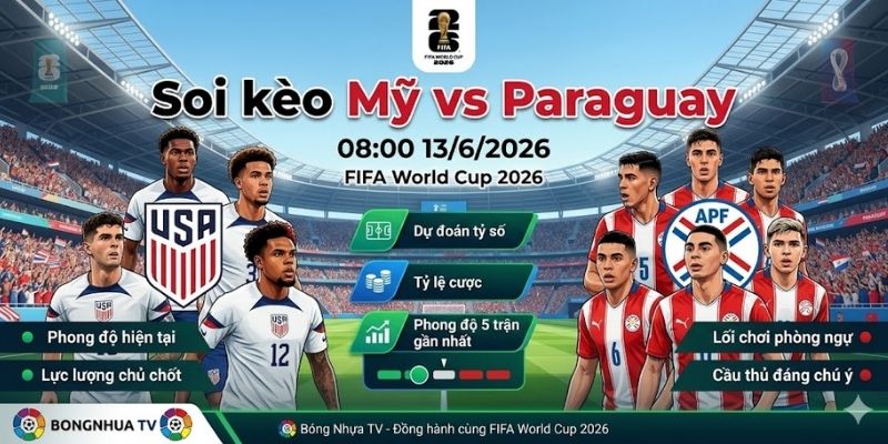 Soi kèo Mỹ vs Paraguay 08:00 13/6/2026 FIFA World Cup 2026