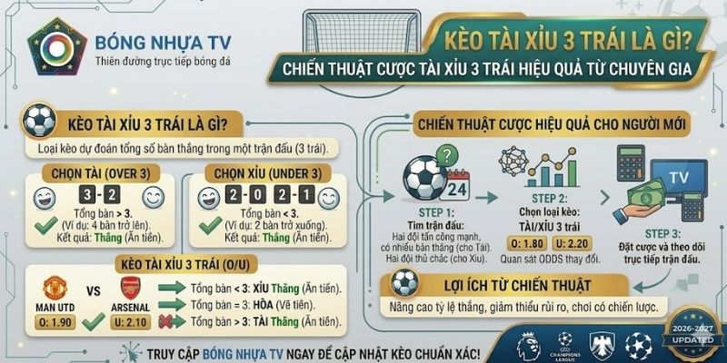 Kèo Tài Xỉu 3 Trái Là Gì? Chiến Thuật Cược Tài Xỉu 3 Trái Hiệu Quả Từ Chuyên Gia