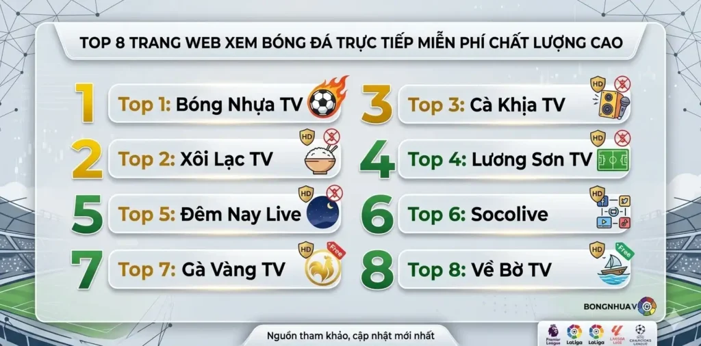 Top 8 trang web xem bóng đá trực tiếp miễn phí
